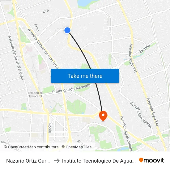 Nazario Ortiz Garza, 702 to Instituto Tecnologico De Aguascalientes map