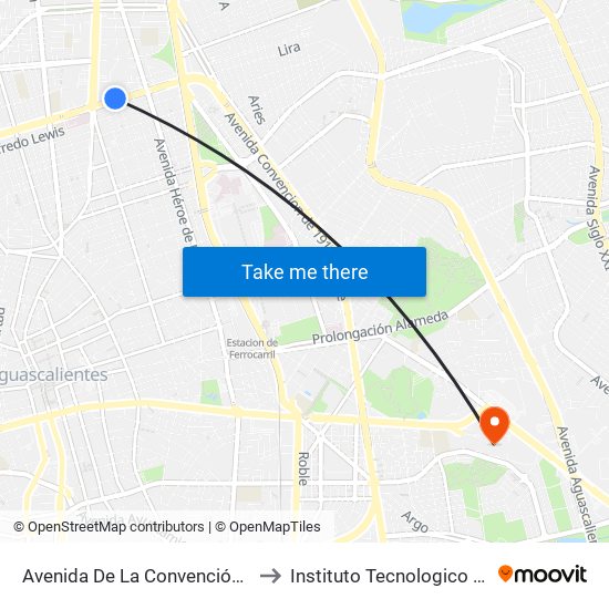 Avenida De La Convención De 1914 Norte, 308 to Instituto Tecnologico De Aguascalientes map