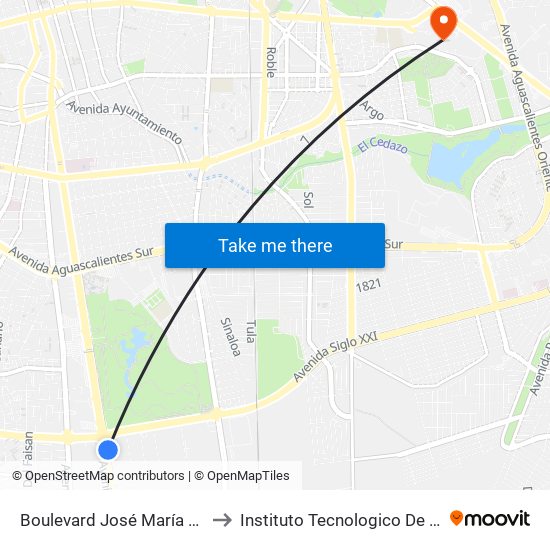 Boulevard José María Chávez, 1902a to Instituto Tecnologico De Aguascalientes map