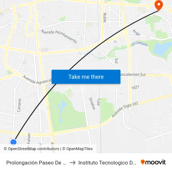 Prolongación Paseo De La Asunción, 541 to Instituto Tecnologico De Aguascalientes map