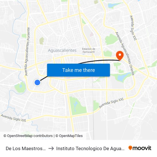 De Los Maestros, 1702 to Instituto Tecnologico De Aguascalientes map