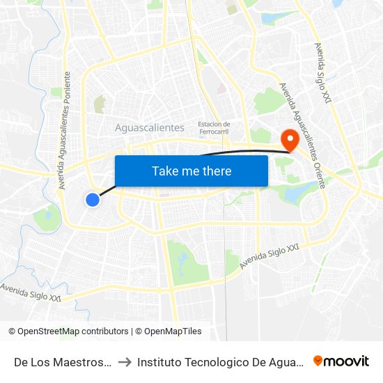De Los Maestros, 1908 to Instituto Tecnologico De Aguascalientes map
