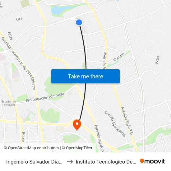 Ingeniero Salvador Díaz González, 812 to Instituto Tecnologico De Aguascalientes map