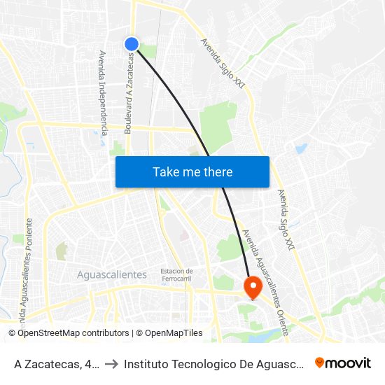 A Zacatecas, 4420 to Instituto Tecnologico De Aguascalientes map