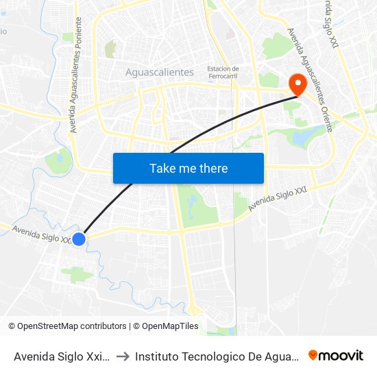 Avenida Siglo Xxi, 3832 to Instituto Tecnologico De Aguascalientes map