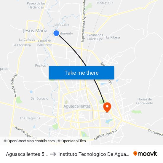 Aguascalientes 53, 803 to Instituto Tecnologico De Aguascalientes map