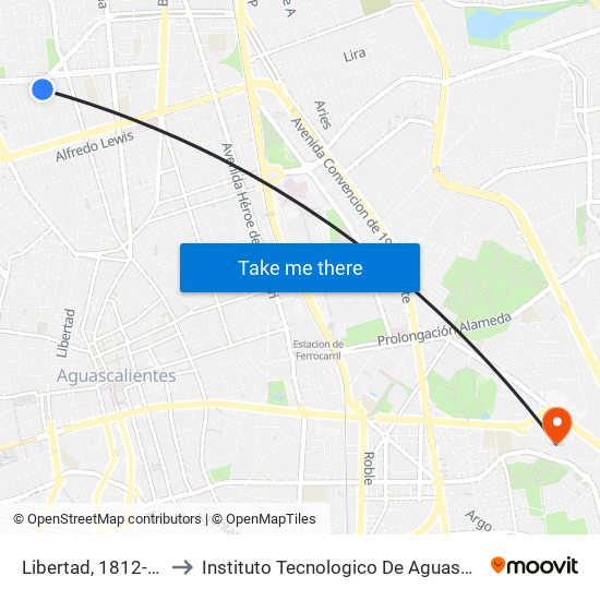 Libertad, 1812-1818 to Instituto Tecnologico De Aguascalientes map