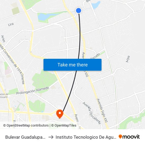 Bulevar Guadalupano, 1808 to Instituto Tecnologico De Aguascalientes map