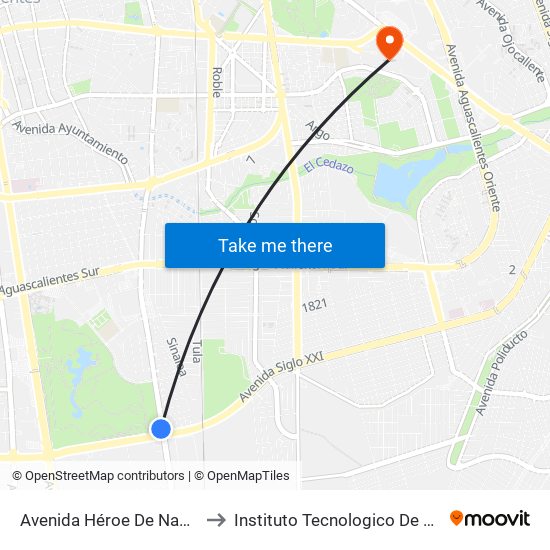 Avenida Héroe De Nacozari, Sn(Lb) to Instituto Tecnologico De Aguascalientes map