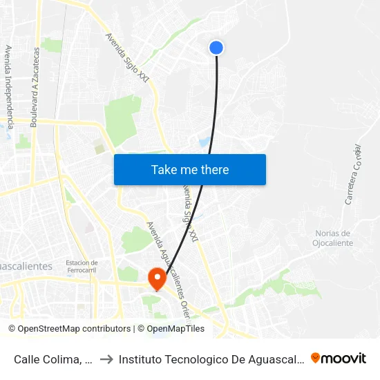 Calle Colima, 175 to Instituto Tecnologico De Aguascalientes map