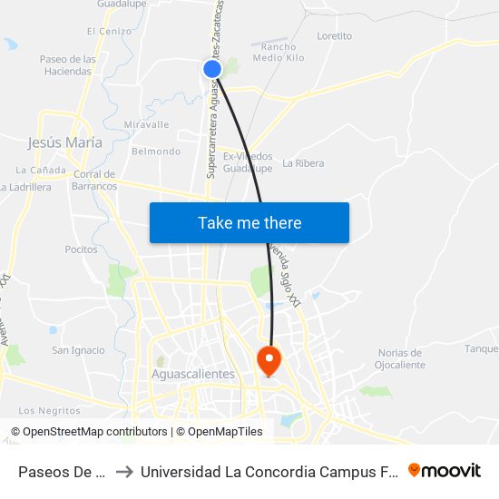 Paseos De Argenta to Universidad La Concordia Campus Forum Internacional map