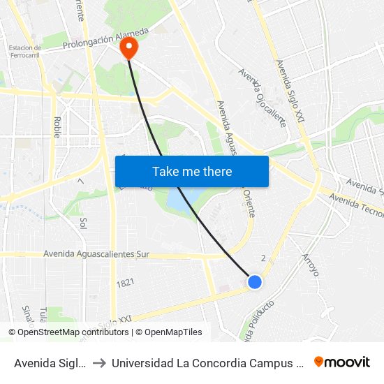 Avenida Siglo Xxi, Lb to Universidad La Concordia Campus Forum Internacional map