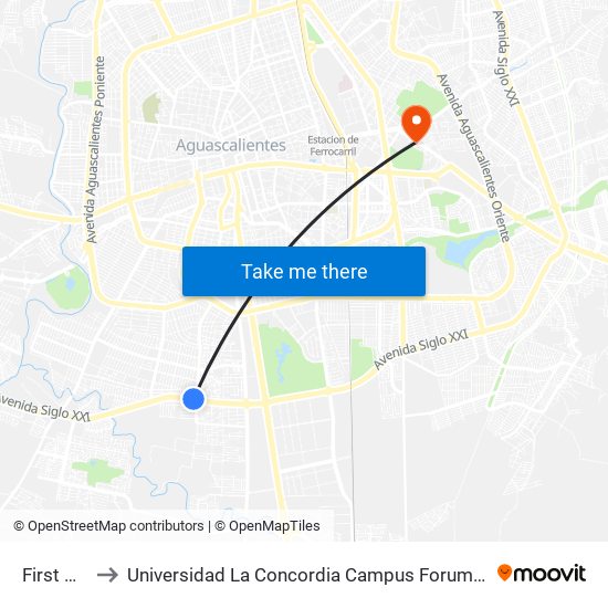 First Cash to Universidad La Concordia Campus Forum Internacional map