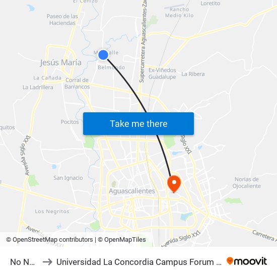 No Name to Universidad La Concordia Campus Forum Internacional map