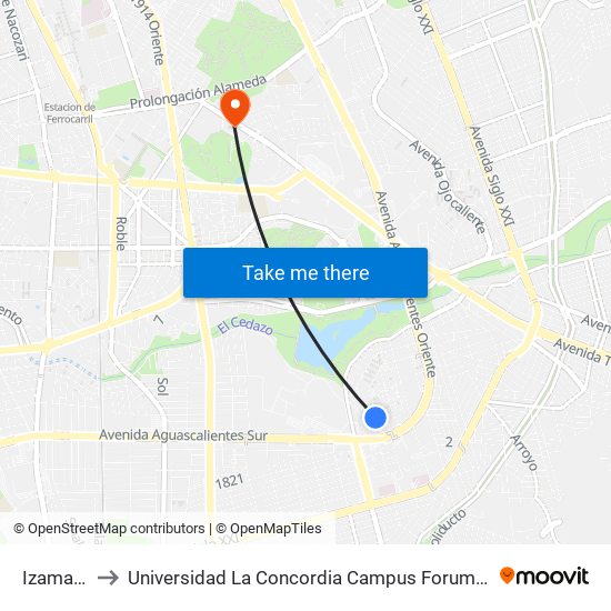 Izamal, Lb to Universidad La Concordia Campus Forum Internacional map