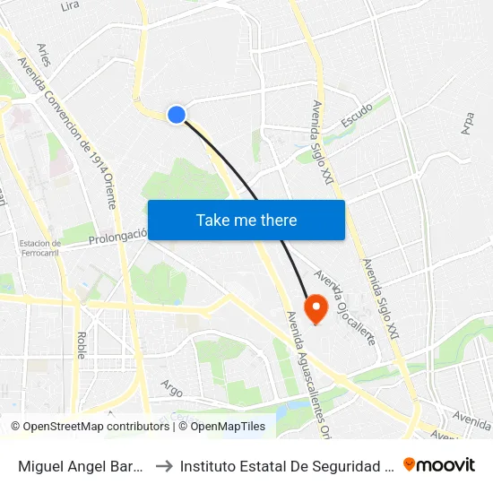 Miguel Angel Barberena Vega, 531 to Instituto Estatal De Seguridad Publica De Aguascalientes map
