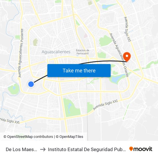 De Los Maestros, 1702 to Instituto Estatal De Seguridad Publica De Aguascalientes map