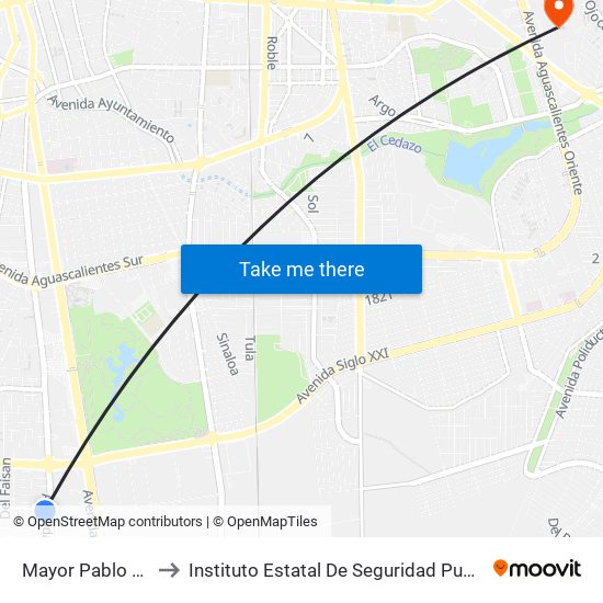 Mayor Pablo García, 115 to Instituto Estatal De Seguridad Publica De Aguascalientes map