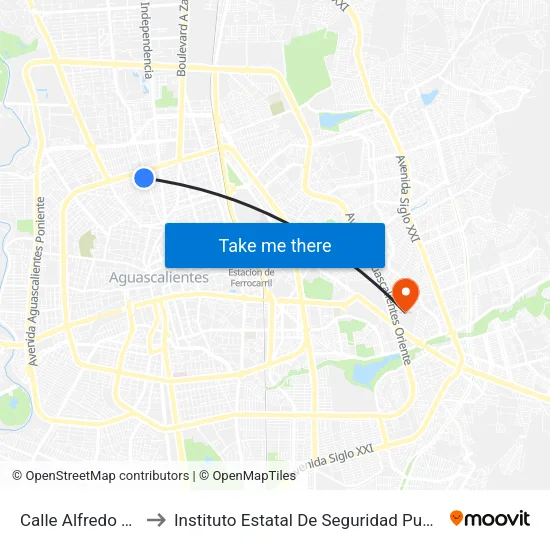 Calle Alfredo Lewis, 808-I to Instituto Estatal De Seguridad Publica De Aguascalientes map