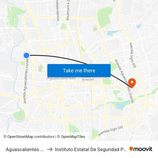 Aguascalientes Poniente, 701a to Instituto Estatal De Seguridad Publica De Aguascalientes map