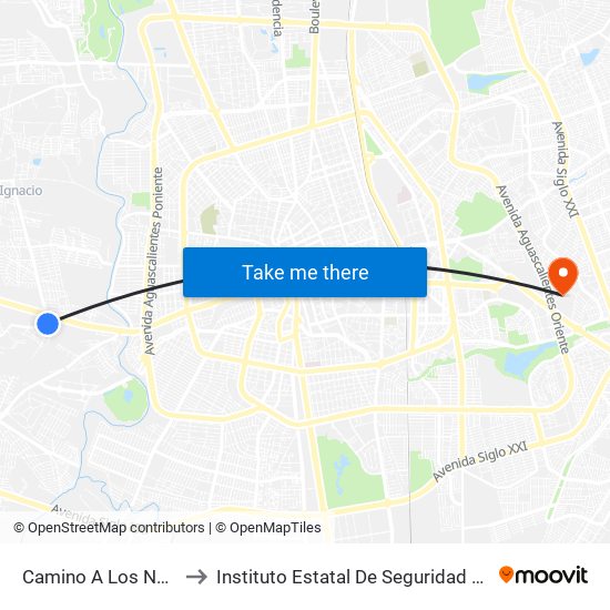 Camino A Los Negritos, 111(Sn) to Instituto Estatal De Seguridad Publica De Aguascalientes map
