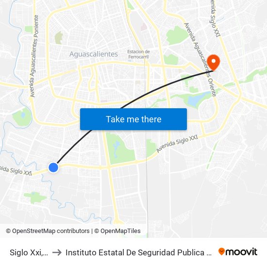 Siglo Xxi, 3333 to Instituto Estatal De Seguridad Publica De Aguascalientes map
