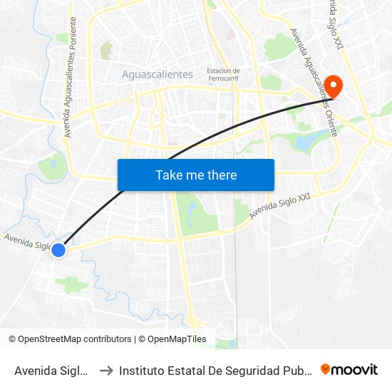 Avenida Siglo Xxi, 3839 to Instituto Estatal De Seguridad Publica De Aguascalientes map