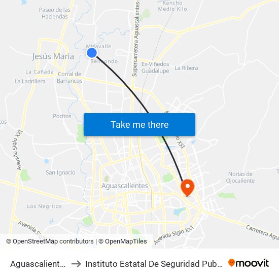 Aguascalientes 53, 803 to Instituto Estatal De Seguridad Publica De Aguascalientes map