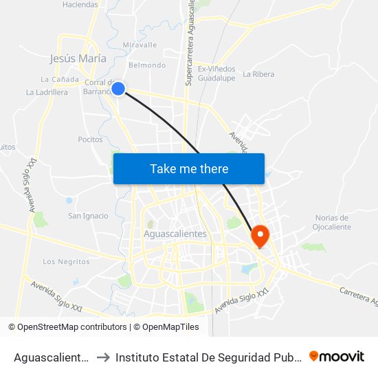 Aguascalientes 53, 220 to Instituto Estatal De Seguridad Publica De Aguascalientes map