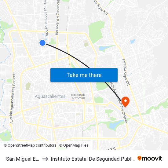 San Miguel El Alto, 136 to Instituto Estatal De Seguridad Publica De Aguascalientes map