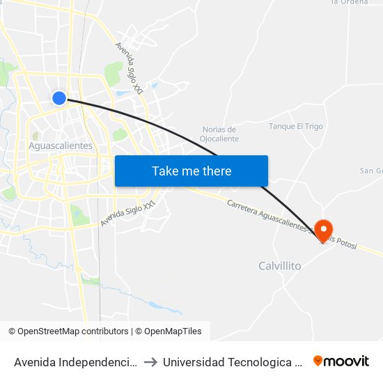 Avenida Independencia, 1022b to Universidad Tecnologica El Reto�O map