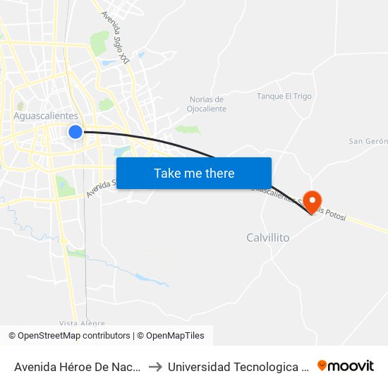 Avenida Héroe De Nacozari, 753 to Universidad Tecnologica El Reto�O map