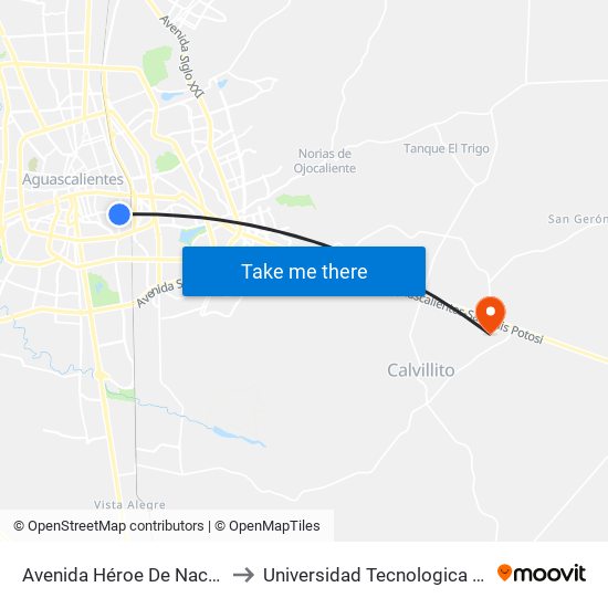 Avenida Héroe De Nacozari, 809 to Universidad Tecnologica El Reto�O map