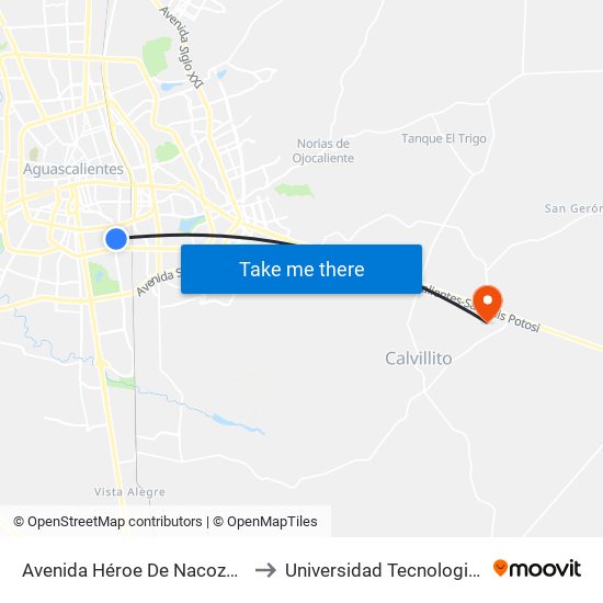 Avenida Héroe De Nacozari, 1809(1810) to Universidad Tecnologica El Reto�O map
