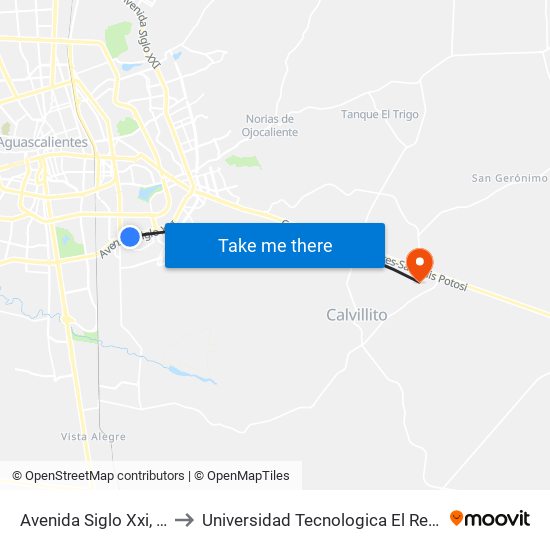 Avenida Siglo Xxi, 319 to Universidad Tecnologica El Reto�O map