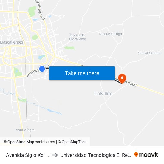 Avenida Siglo Xxi, 508 to Universidad Tecnologica El Reto�O map