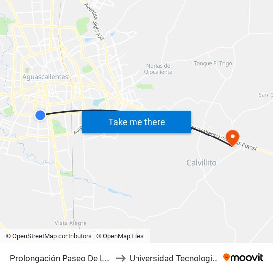 Prolongación Paseo De La Asunción, 305 to Universidad Tecnologica El Reto�O map
