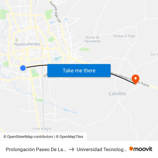 Prolongación Paseo De La Asunción, Sn(Ct) to Universidad Tecnologica El Reto�O map