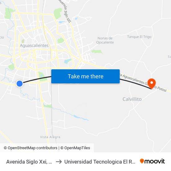 Avenida Siglo Xxi, 3306 to Universidad Tecnologica El Reto�O map