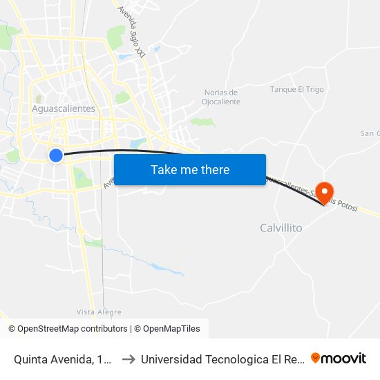 Quinta Avenida, 1001d to Universidad Tecnologica El Reto�O map