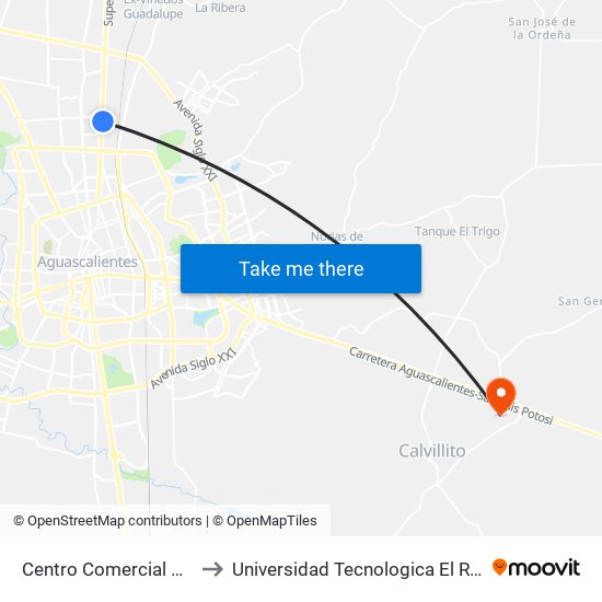Centro Comercial Altaria to Universidad Tecnologica El Reto�O map
