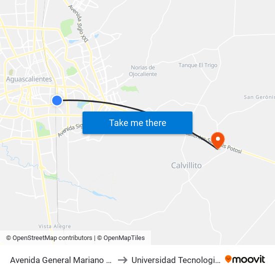 Avenida General Mariano Escobedo, 1212 to Universidad Tecnologica El Reto�O map