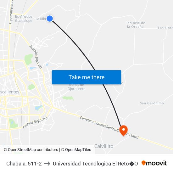 Chapala, 511-2 to Universidad Tecnologica El Reto�O map