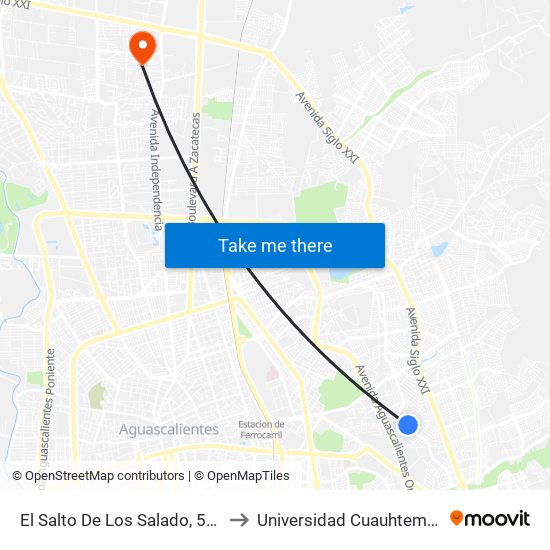 El Salto De Los Salado, 501 to Universidad Cuauhtemoc map