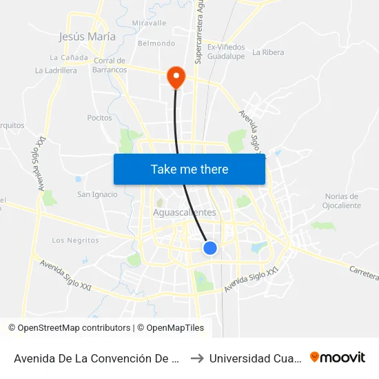 Avenida De La Convención De 1914 Sur, 1402 to Universidad Cuauhtemoc map