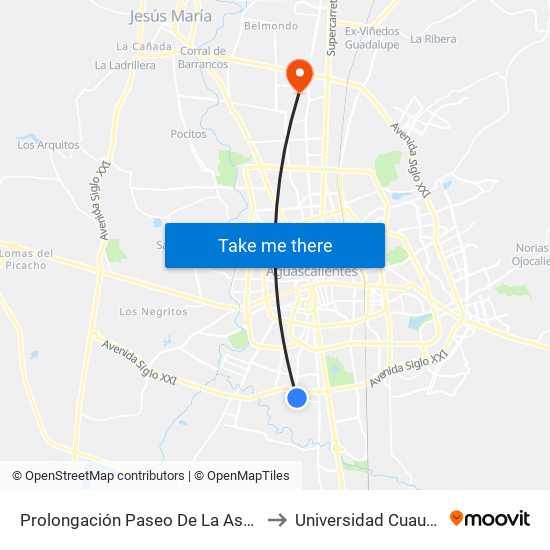 Prolongación Paseo De La Asunción, 541 to Universidad Cuauhtemoc map