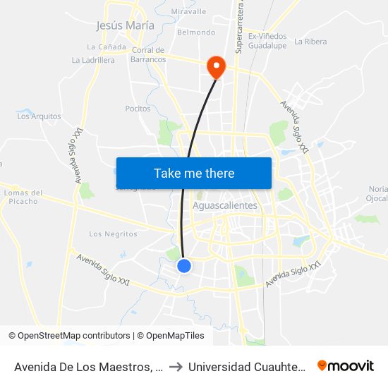 Avenida De Los Maestros, 704 to Universidad Cuauhtemoc map