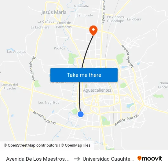 Avenida De Los Maestros, 2615 to Universidad Cuauhtemoc map