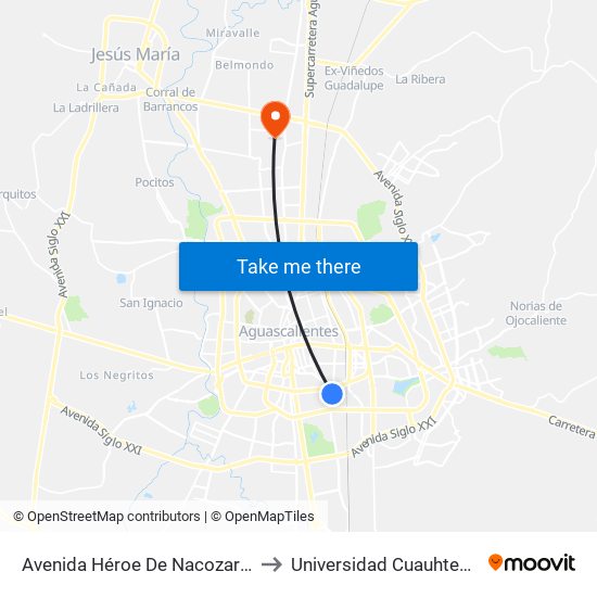 Avenida Héroe De Nacozari, Lb to Universidad Cuauhtemoc map