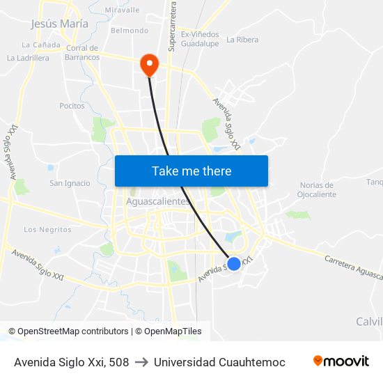 Avenida Siglo Xxi, 508 to Universidad Cuauhtemoc map